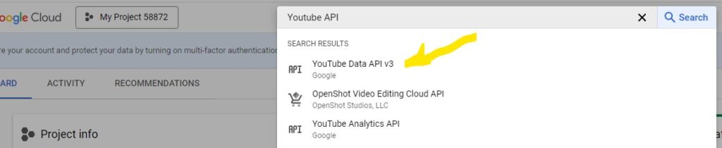 4search and select youtube api 3